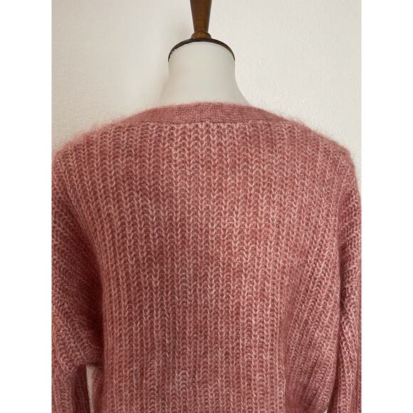 Sezane Sweater Cardigan Fuzzy Wool Mohair Ribbed Knit Achille - Picture 9 of 13